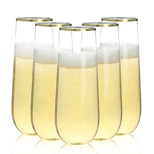 48 Pack 9 oz Clear Stemless Plastic Champagne Flutes B341666