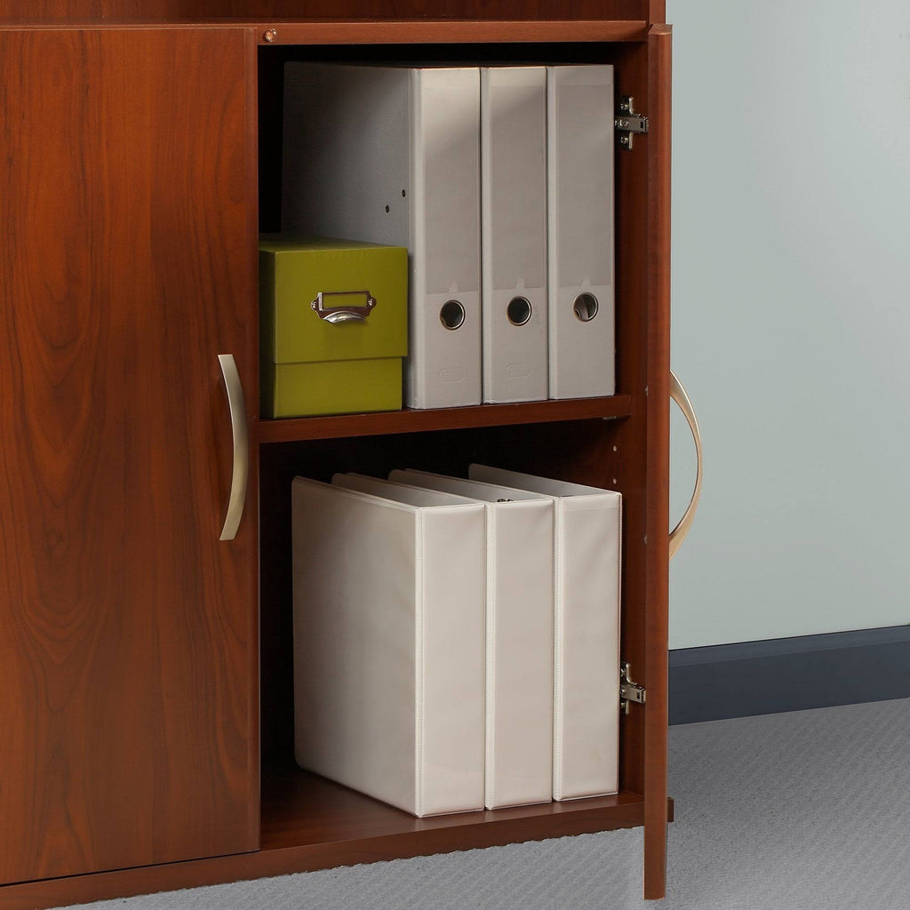 White 5 Shelf 2 Door Wood Composite Bookcase Q2375