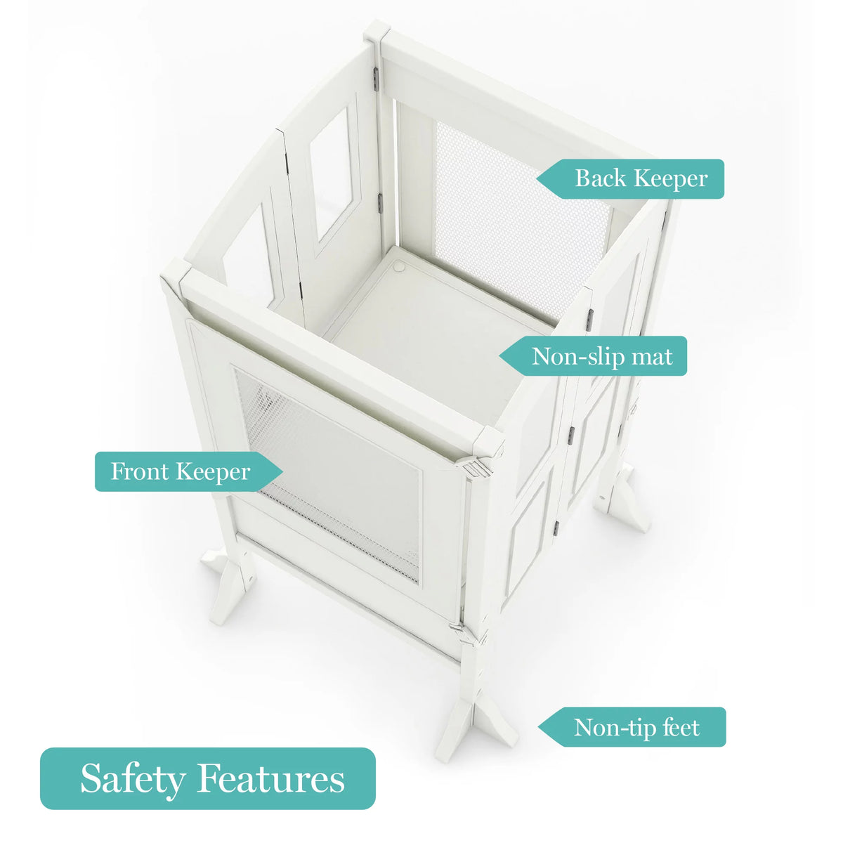 White Foldable Wooden Adjustable Height Toddler Stool Q99149