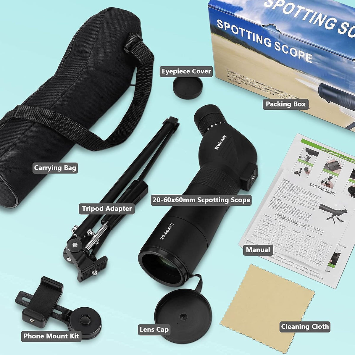 20-60x60mm Zoom Spotting Scope with Tripod N820632