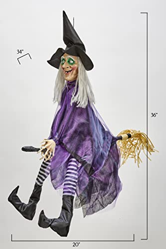 Animated Halloween Hanging Purple Witch F502922