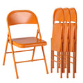 Set of 4 Orange Metal Folding Chairs K155