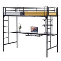 Black Metal Twin Loft Bed with Desk S8340