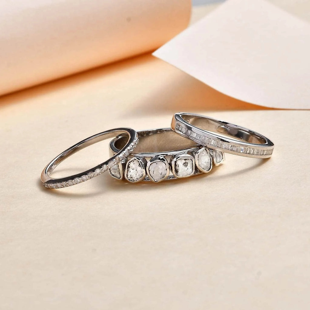 0.8 Ct Diamond Ring 925 Silver Platinum Plated Polki Jewelry Size 10 H604793