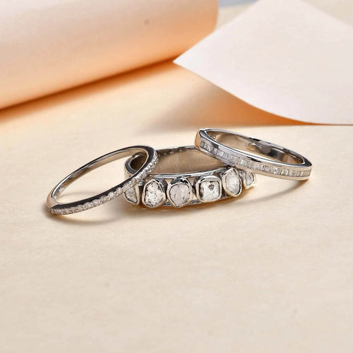 0.8 Ct Diamond Ring 925 Silver Platinum Plated Polki Jewelry Size 10 H604793