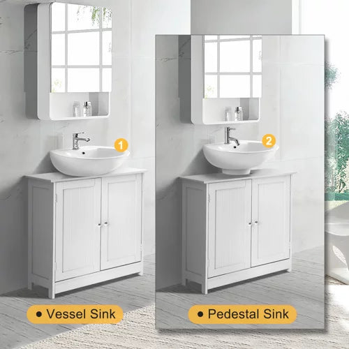 White Under Sink Bathroom Vanity Cabinet with Shelves I106