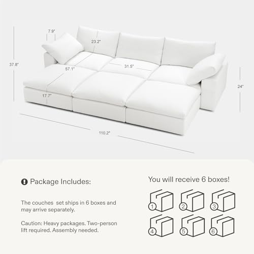 Oversized Modular Sectional Sofa with Ottoman Y217