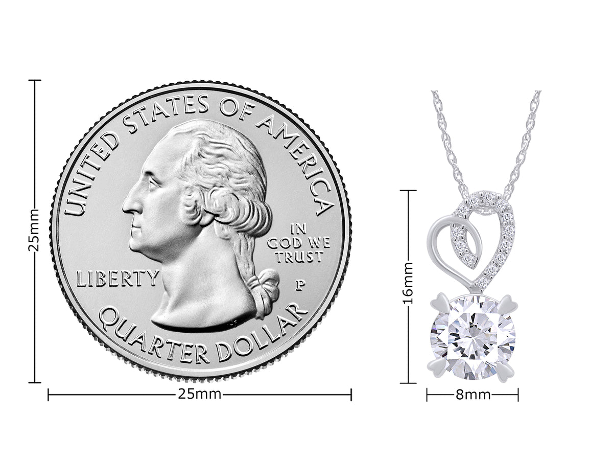 14K Solid White Gold 1 Carat Round Moissanite Necklace Y440897