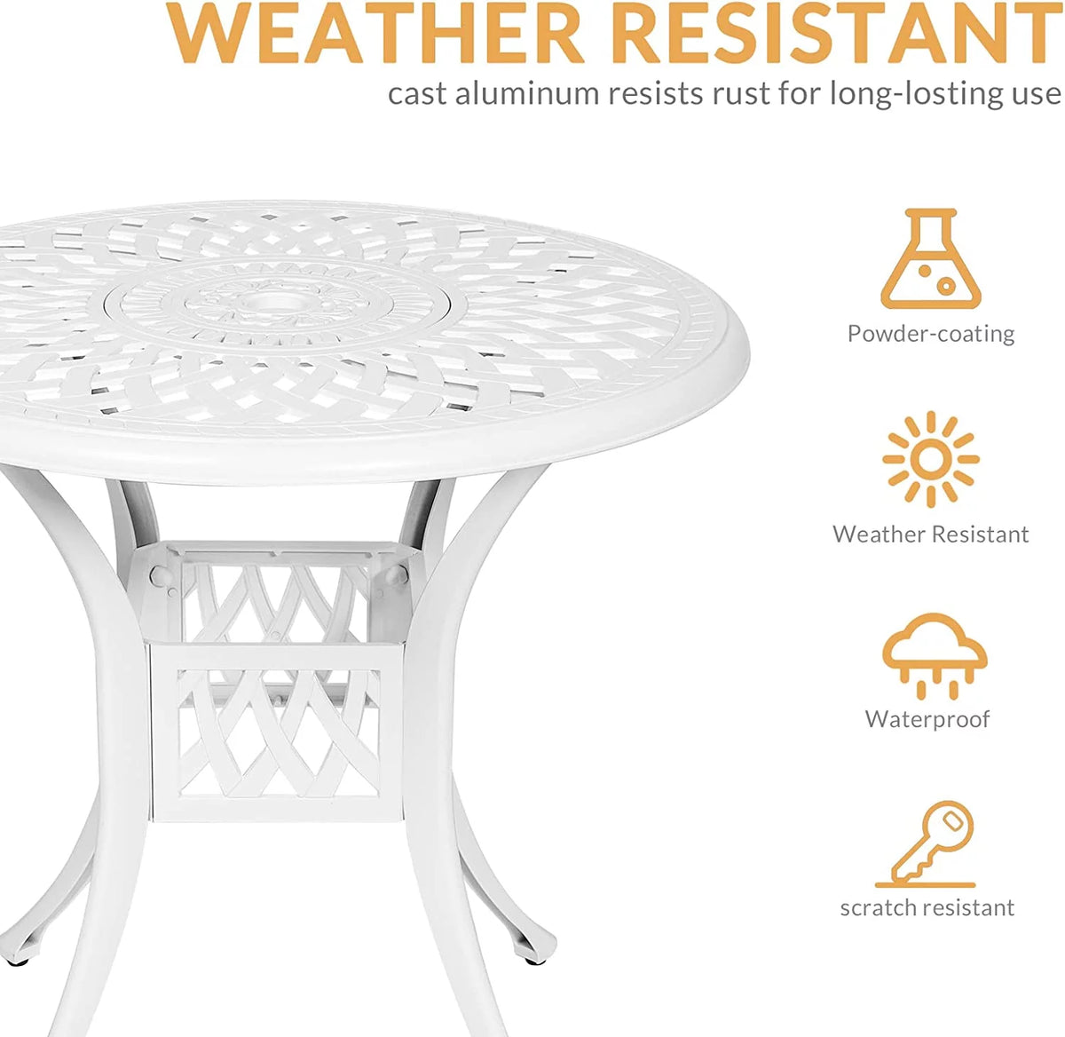 3-Piece Cast Aluminum Outdoor Patio Dining Set with 2 Cushioned Chairs and Round Table H829