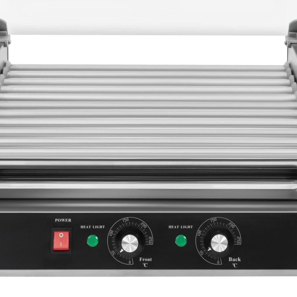 30 Hot Dog 11 Roller Stainless Steel Electric Cook Warmer Machine with Cover S54363