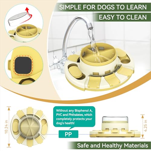 Dog Puzzle Toy Slow Feeder with Button Level 2 in 1 YLW P611265
