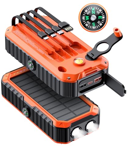40000mAh Solar Power Bank with 4 Cables and Hand Crank C498795