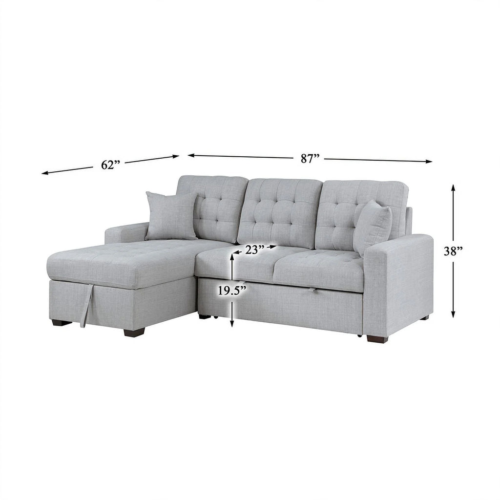 Gray 2-Piece Fabric Sectional & Left Chaise P2039