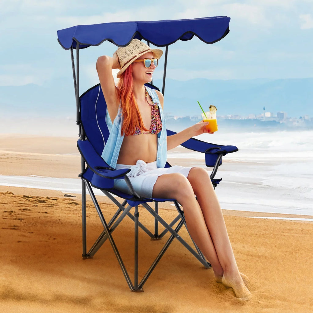Folding Canopy Chair with Cup Holder and Storage Bag, Blue N3420