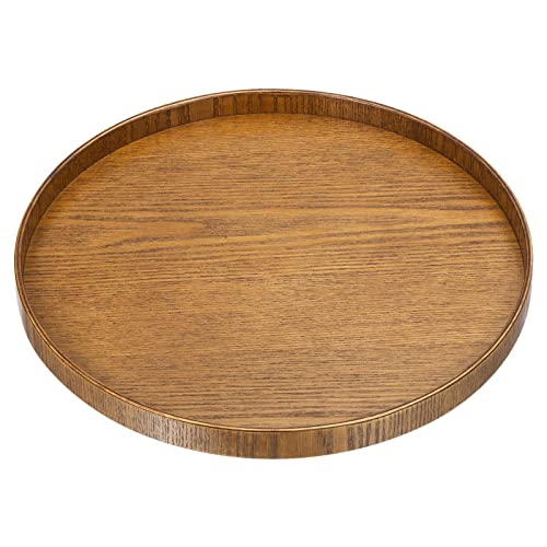 Brown 8 Inch Round Wood Serving Tray J40181