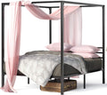 Black Metal Canopy Platform Bed Frame Queen Z5779