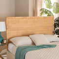 Natural Brown Rattan and Mahogany Wood King Size Headboard D788623