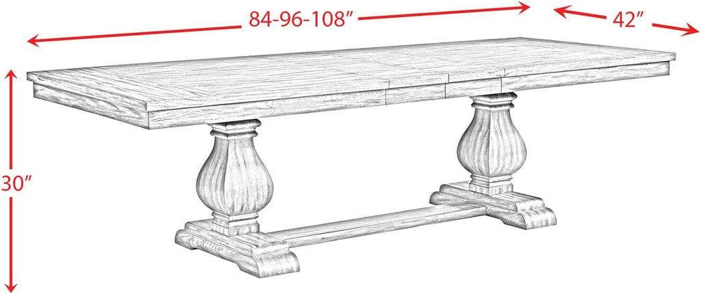 Rectangle Standard Height Dining Table, 42" D x 84" W x 30" H, Double Pedestal Base, Includes Two 12" Removable Extension Leaves G685320