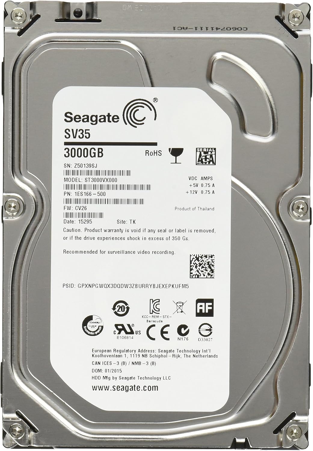 3TB 7200RPM SATA 64MB Cache 3.5-Inch Internal Drive U68557