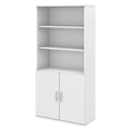 White 5 Shelf 2 Door Wood Composite Bookcase Q2375