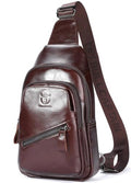 Leather Sling Bag with USB Charging Port Chest Bag Shoulder Bag Crossbody Daypack Backpack O728