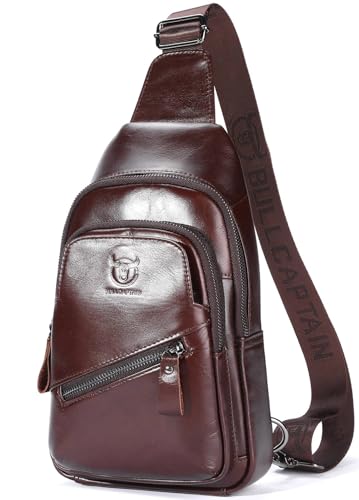 Leather Sling Bag with USB Charging Port Chest Bag Shoulder Bag Crossbody Daypack Backpack O728