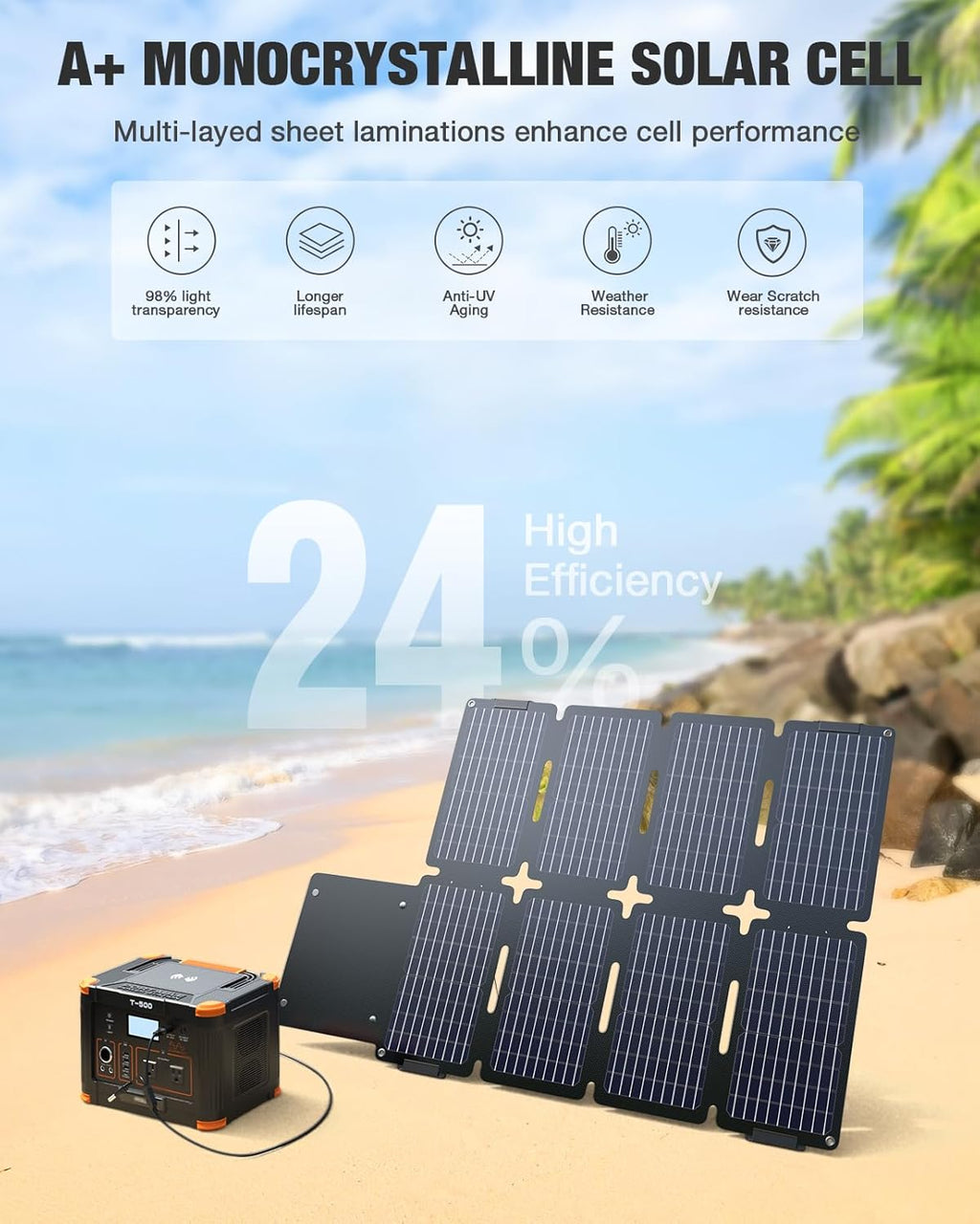 Portable Power Station 300W (Peak 600W) with 80W Foldable Solar Panel, 288Wh Solar Generator, 110V Pure Sine Wave AC Outlet Backup Lithium Battery U323835