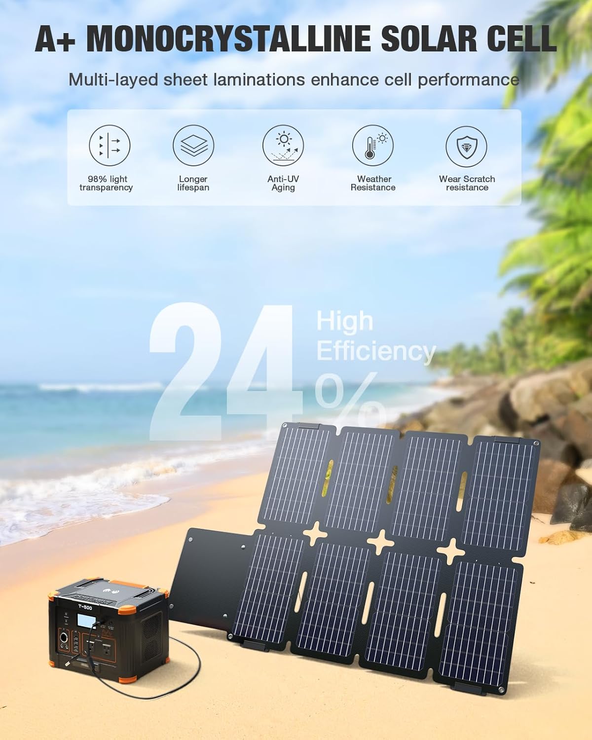 Portable Power Station 300W (Peak 600W) with 80W Foldable Solar Panel, 288Wh Solar Generator, 110V Pure Sine Wave AC Outlet Backup Lithium Battery U323835