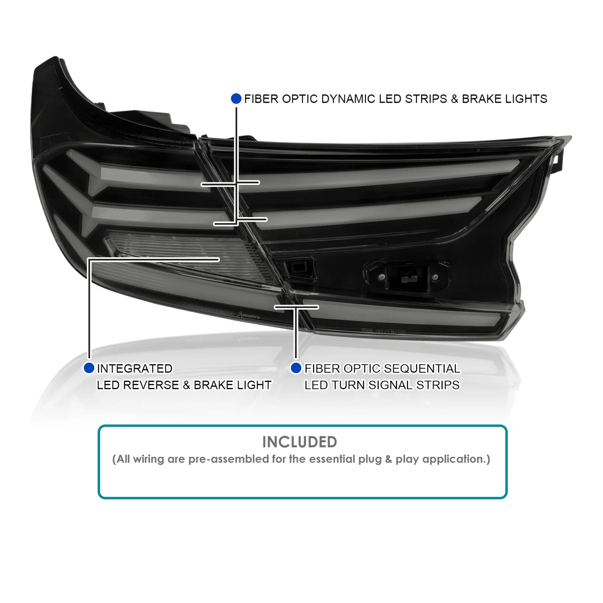 Glossy Black Smoked Lens LED Tail Lights with Sequential Signal U89437