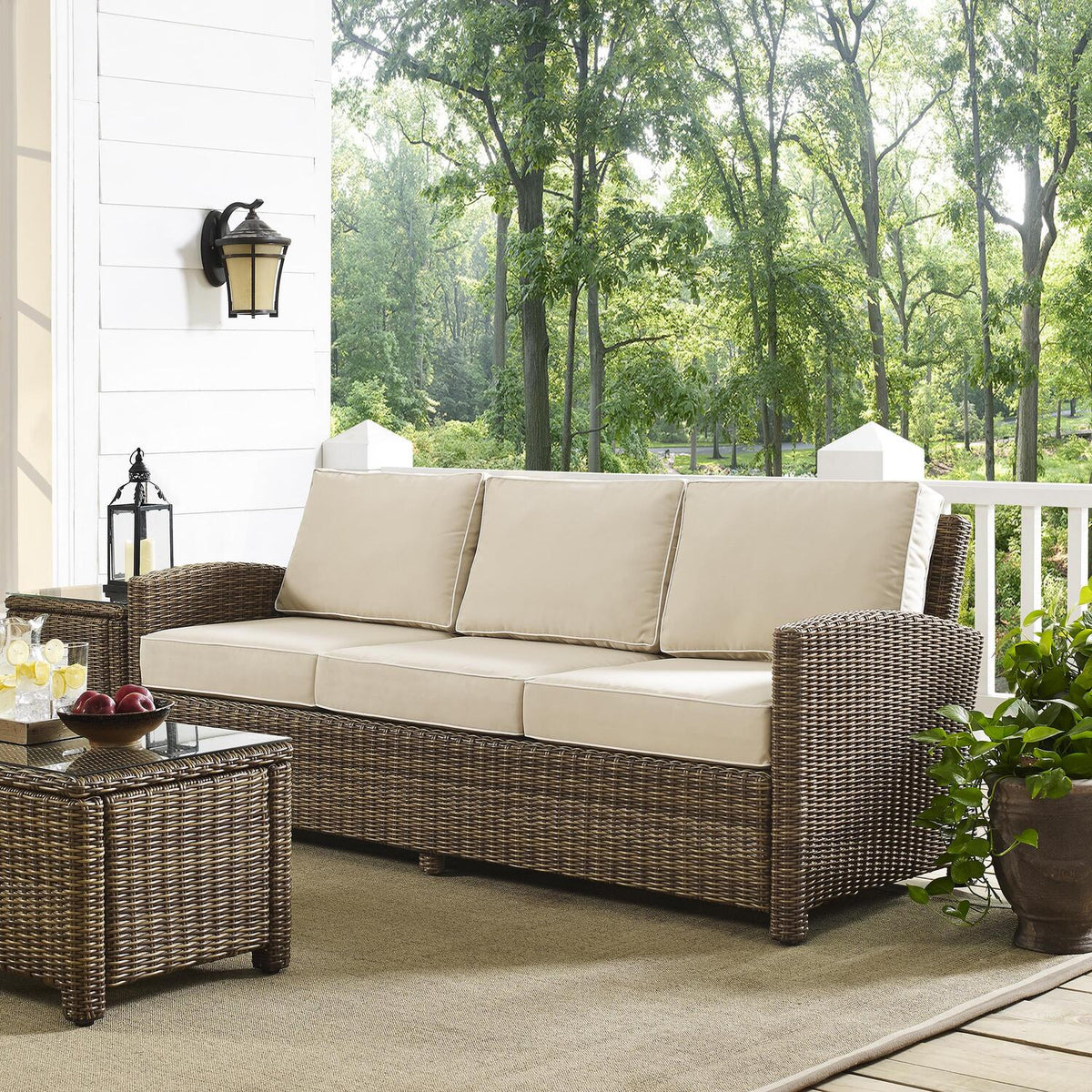 Sangria/Weathered Brown Outdoor Wicker Sofa L571097