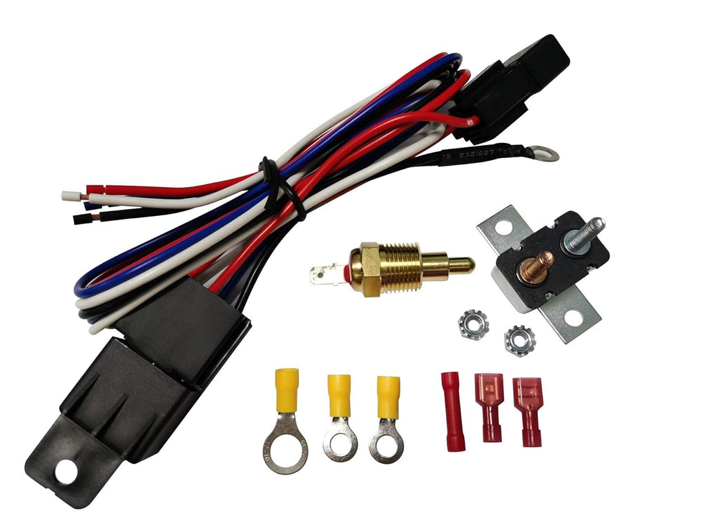 16 Inch 12V 3000 CFM Electric Radiator Cooling Fan with Mounting Kit & Thermostat Relay Kit Pack of 2 W120402