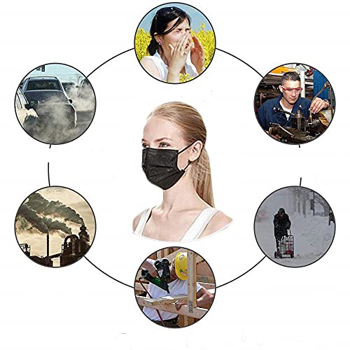 100PCS 3 Ply Black Disposable Face Mask O75467