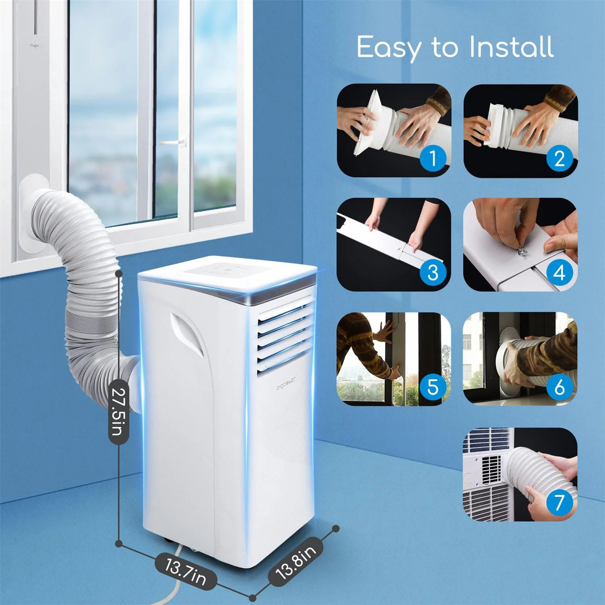 10000 BTU 3-in-1 Portable Air Conditioner with Remote Control and Window Kit I561