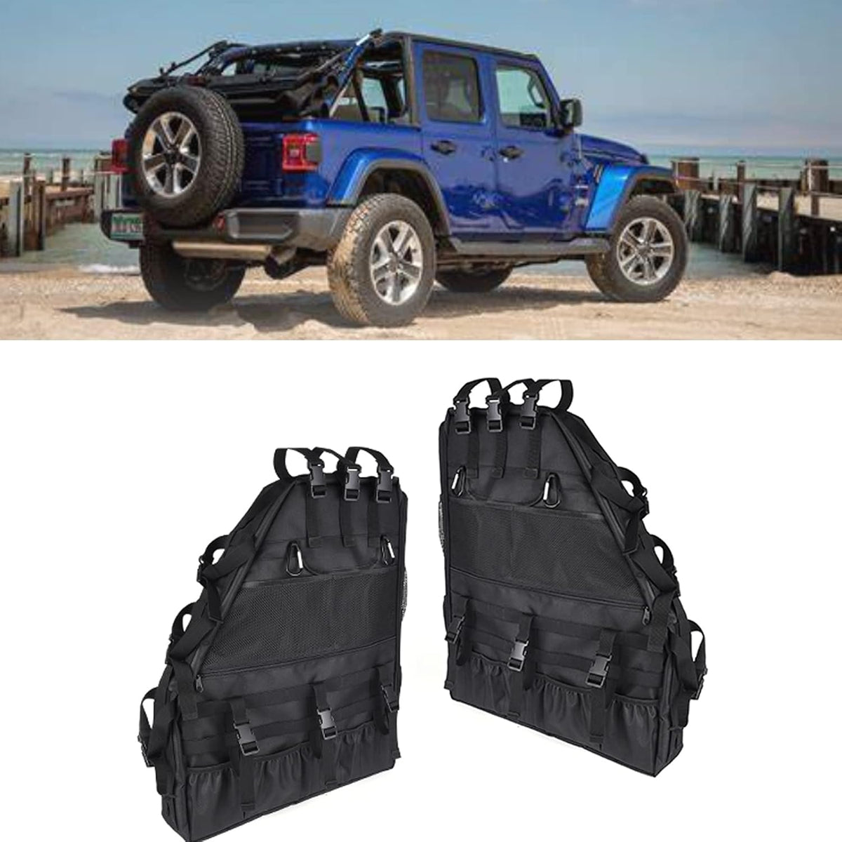 Roll Bar Storage Bag Organizer Cargo Cage with Multi-Pockets Tool Holder Saddlebag S45233
