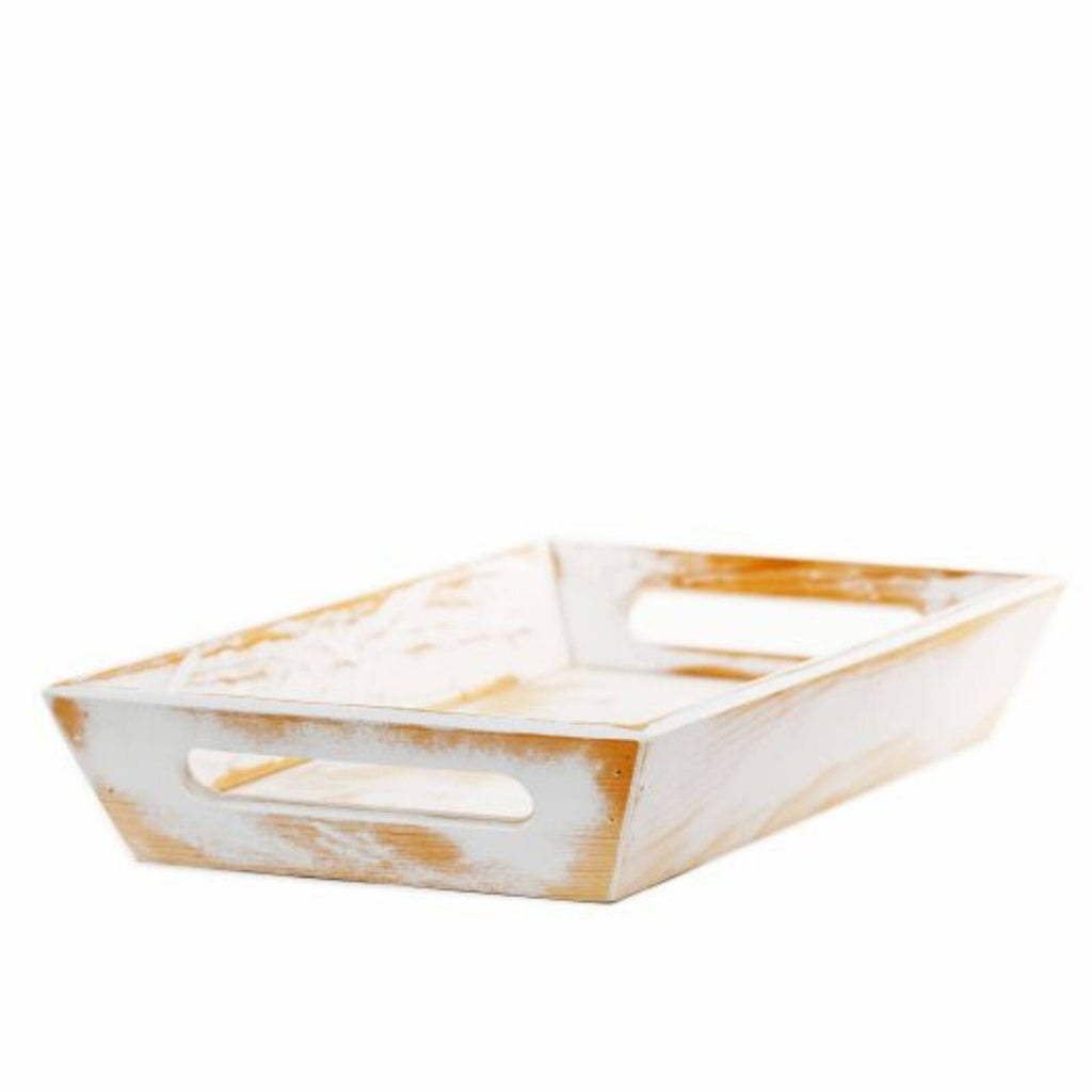 White Savon Violette Decorative Wood Tray F115969