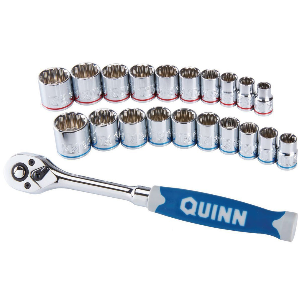 3/8 in. Drive SAE and Metric Chrome Socket and Ratchet Set, 21-Piece E182076