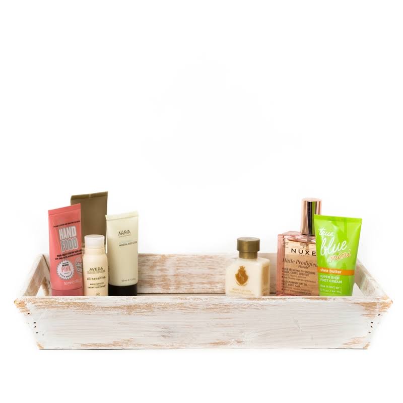 White Savon Violette Decorative Wood Tray F115969