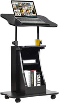 Mobile Laptop Podium, Height Adjustable Podium Stand with Swivel Top & Storage B21977