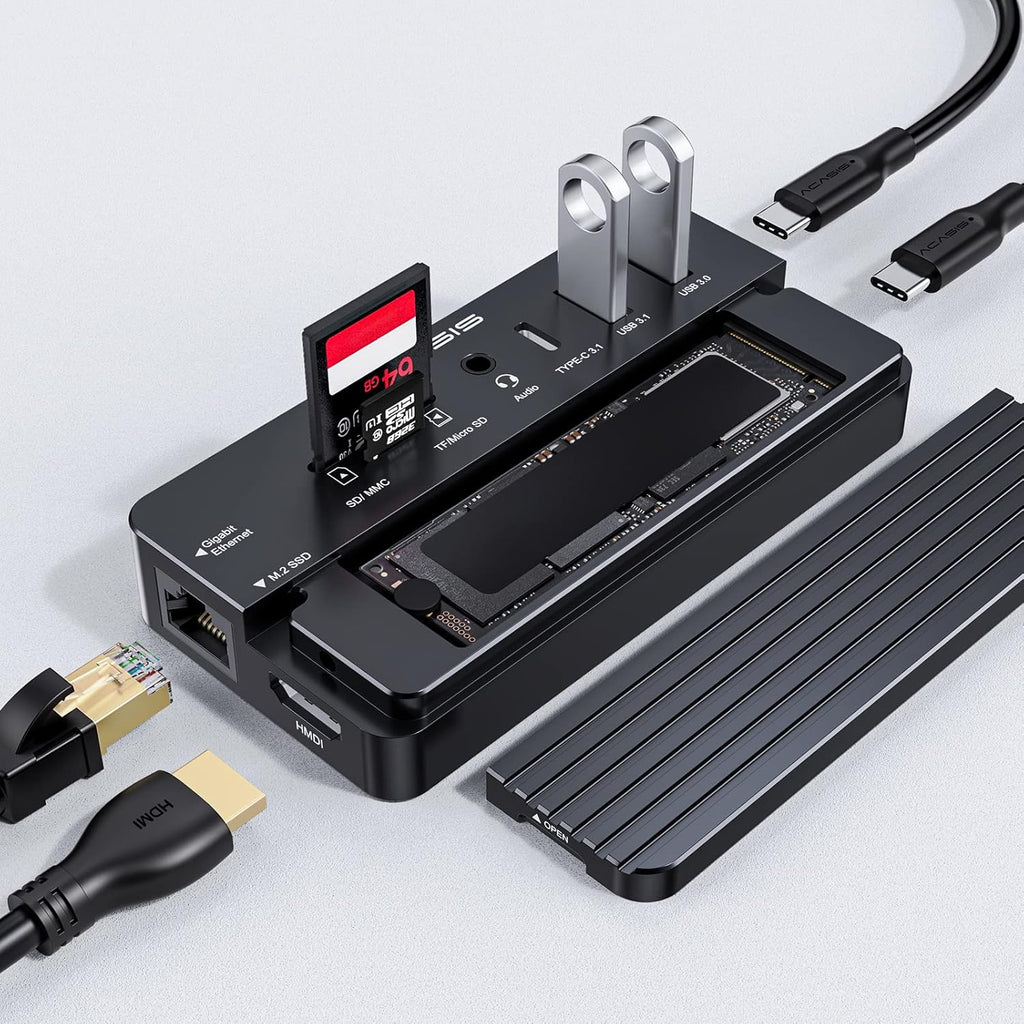 10-in-1 USB-C Hub Docking Station with HDMI, 100W Power Delivery J93856