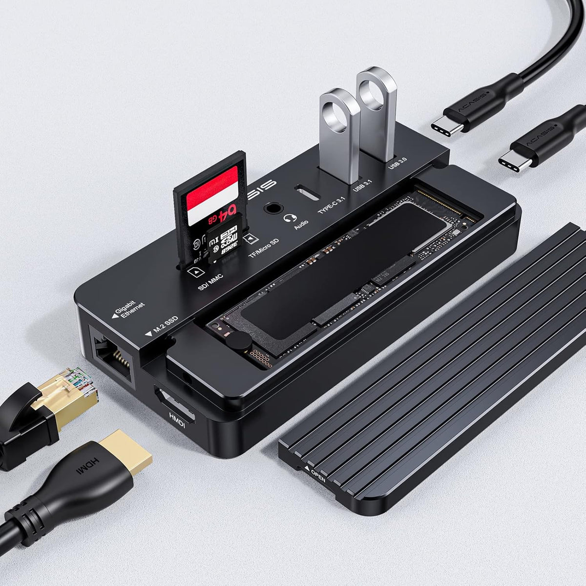 10-in-1 USB-C Hub Docking Station with HDMI, 100W Power Delivery J93856