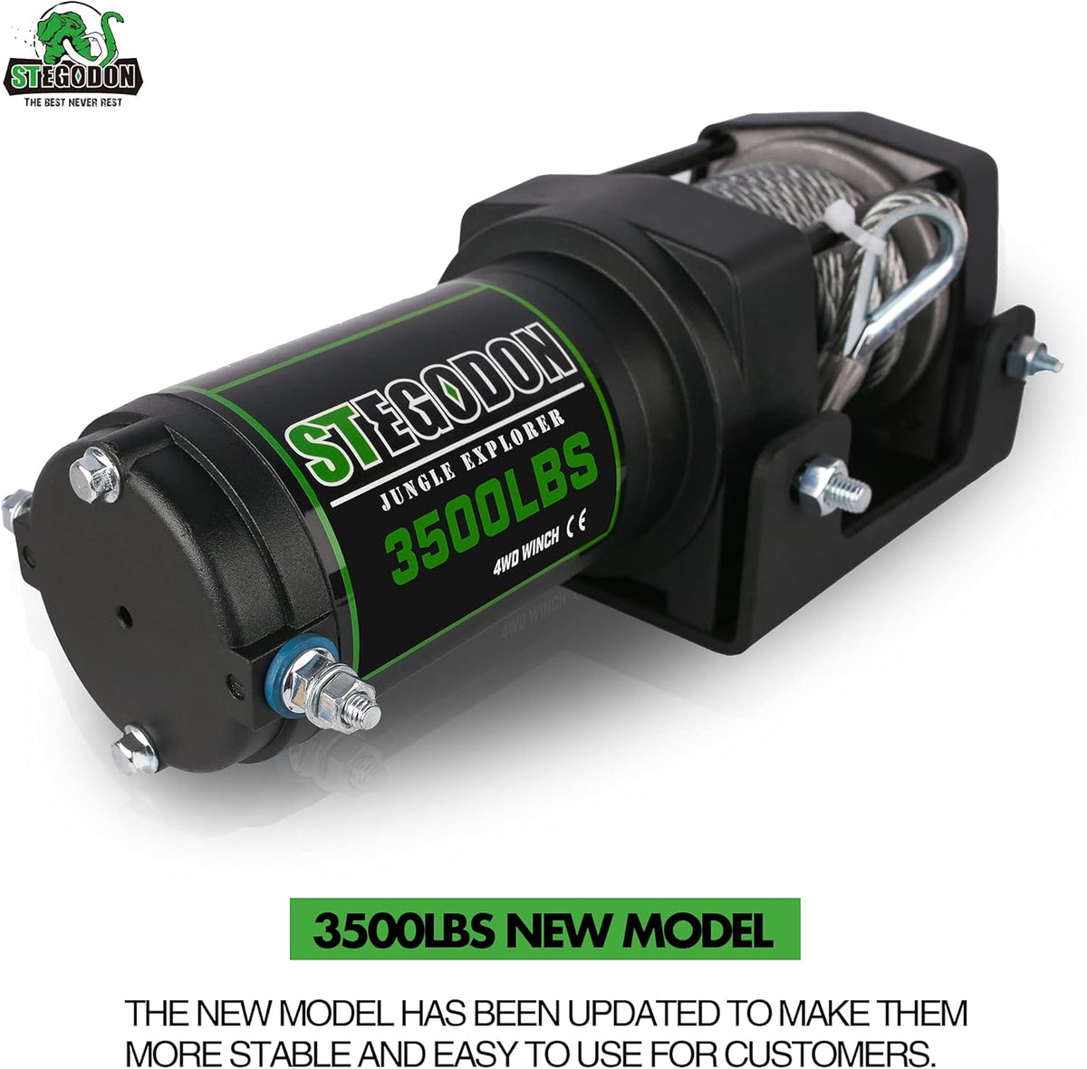 3500 lb. Load Capacity 12V Electric Winch with Wireless Remote, Waterproof IP67, Matte Black, Pack of 2 K228