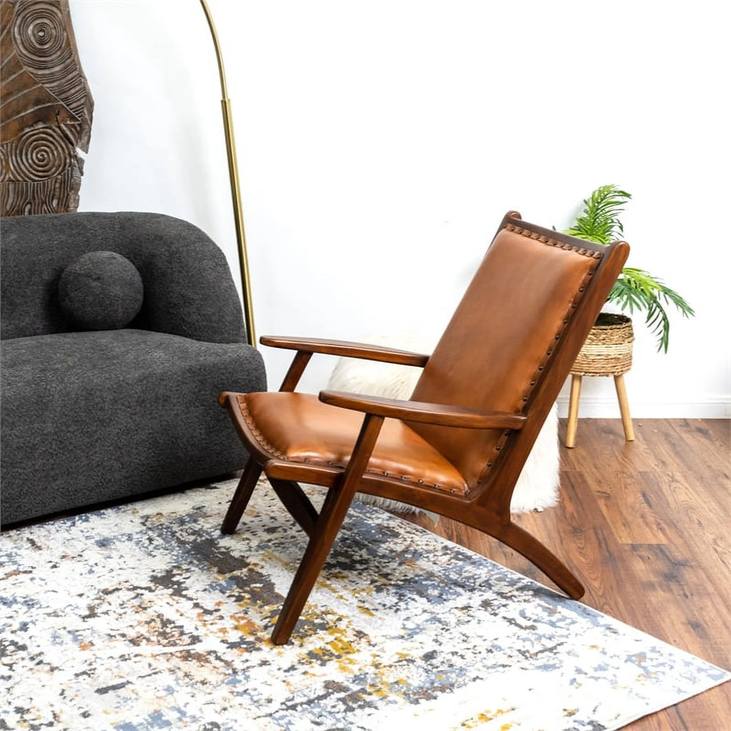 Cognac Tan Leather Armchair N908