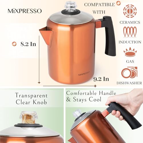 52 oz 12 Cup Stainless Steel Coffee Percolator V914
