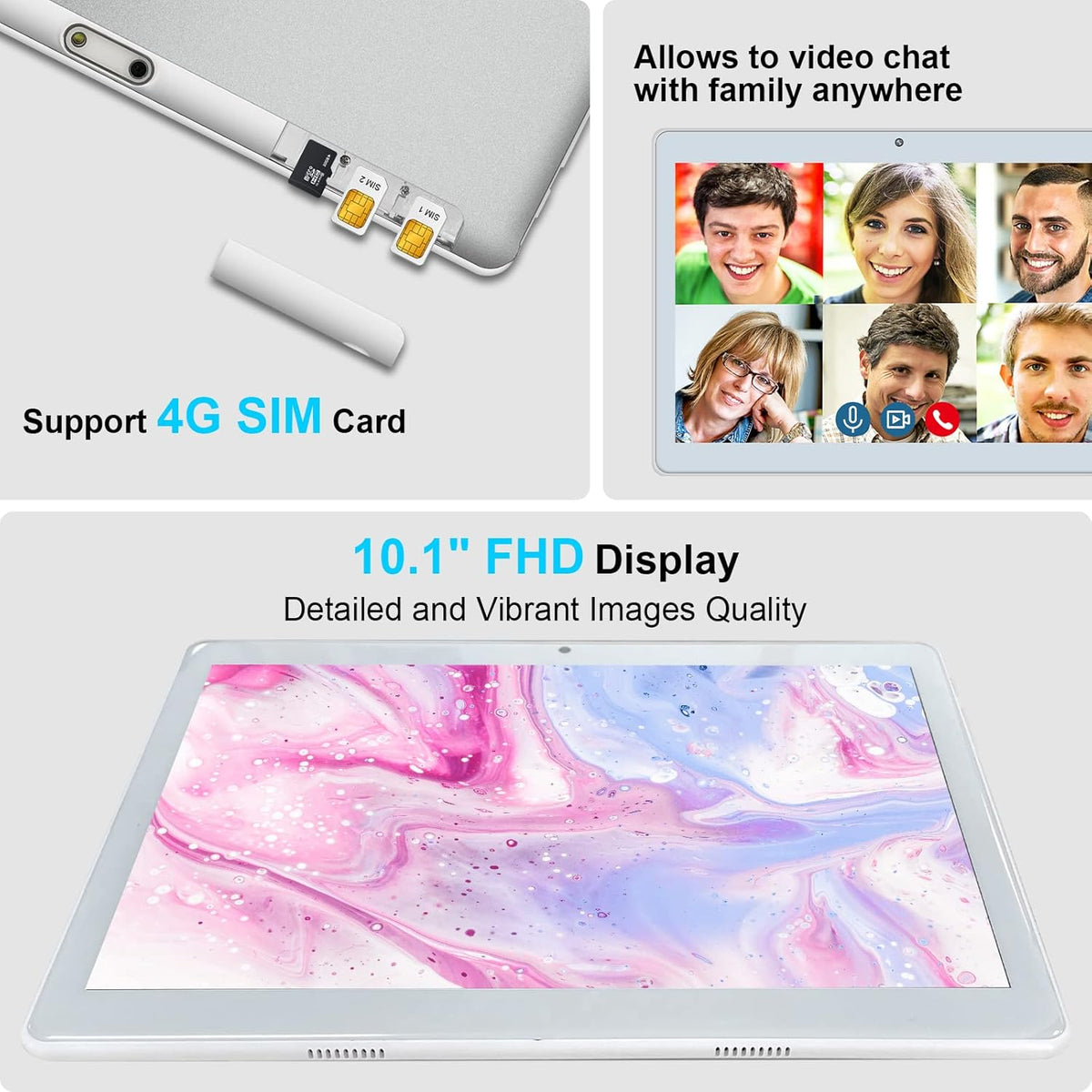 10.1 Inch Android Tablet with Dual SIM Card Slot 2GB+32GB Z61752