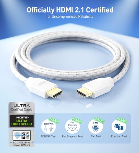 White Braided 8K HDMI Cable 13.1 ft H54887