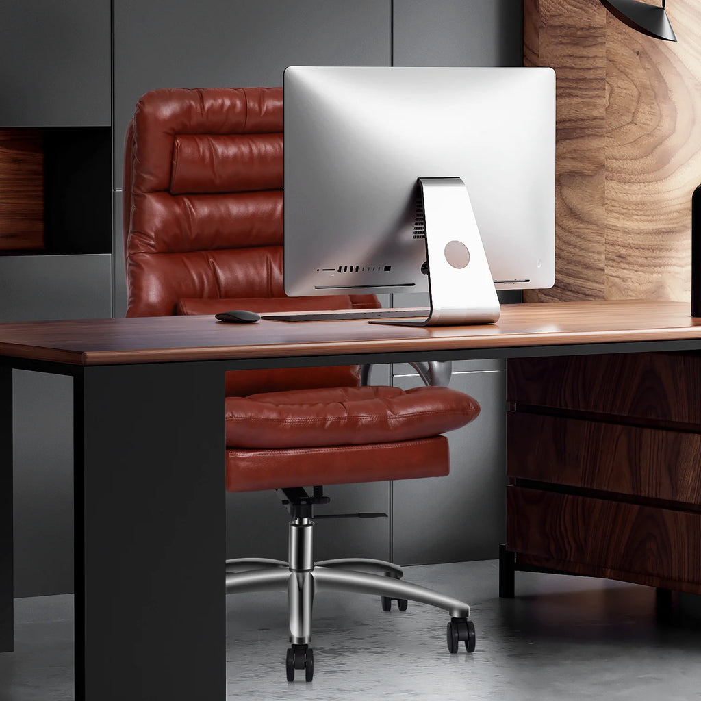 Brown PU Leather Swivel Office Chair C4826
