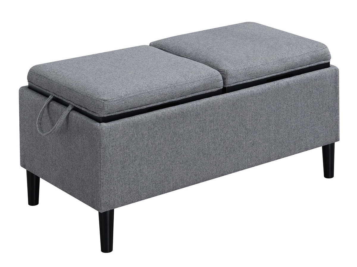 Soft Gray Fabric Storage Ottoman with Reversible Trays T34047