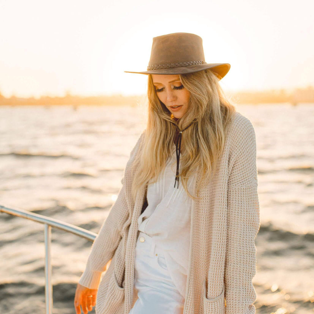 Copper Leather Hat Z4147
