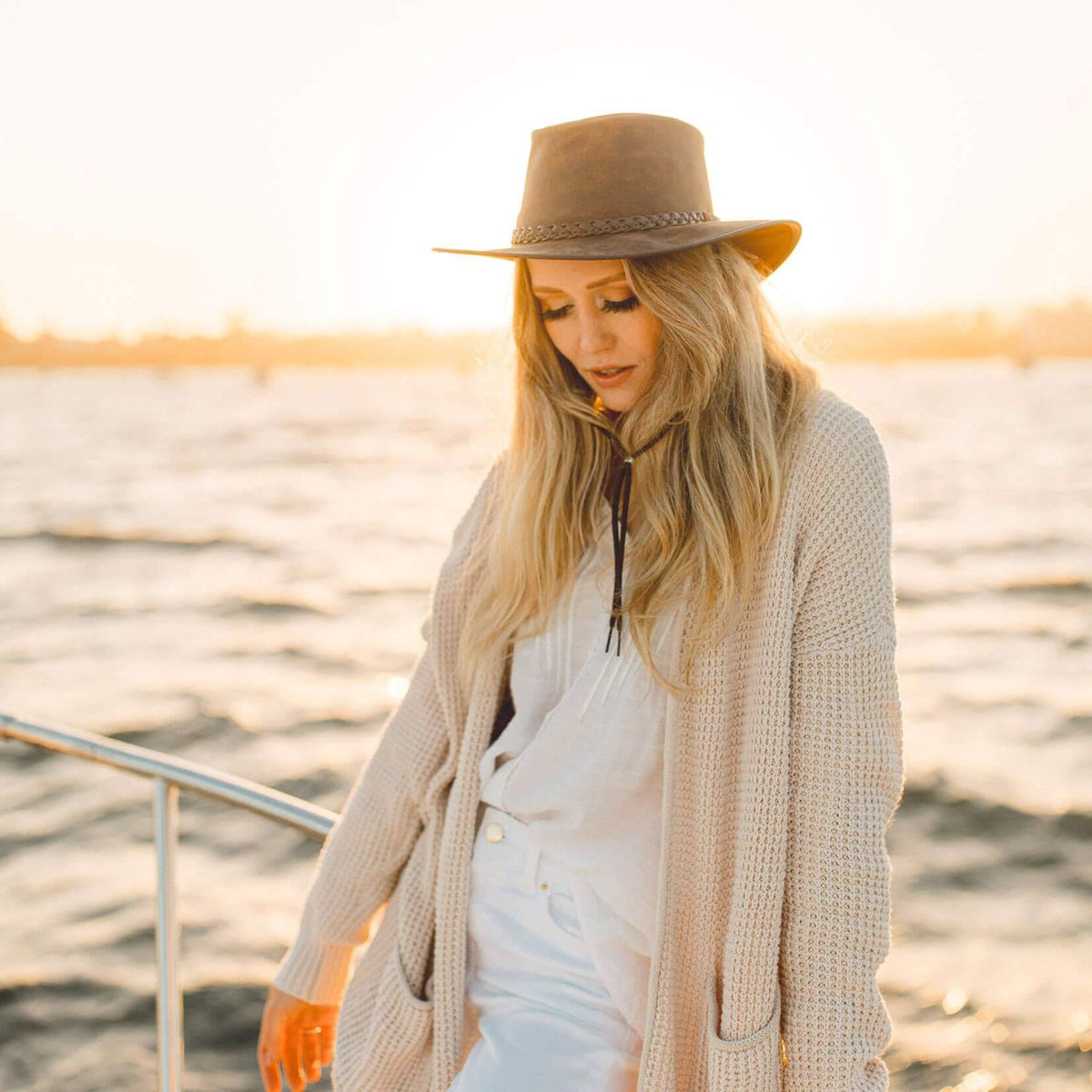Copper Leather Hat Z4147