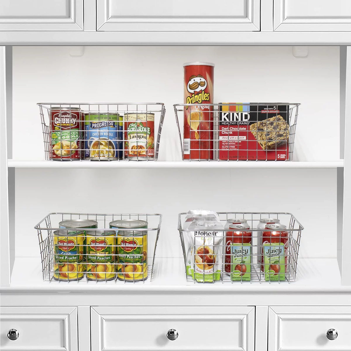 Metal Wire Storage Baskets 4-Pack Silver Q556992